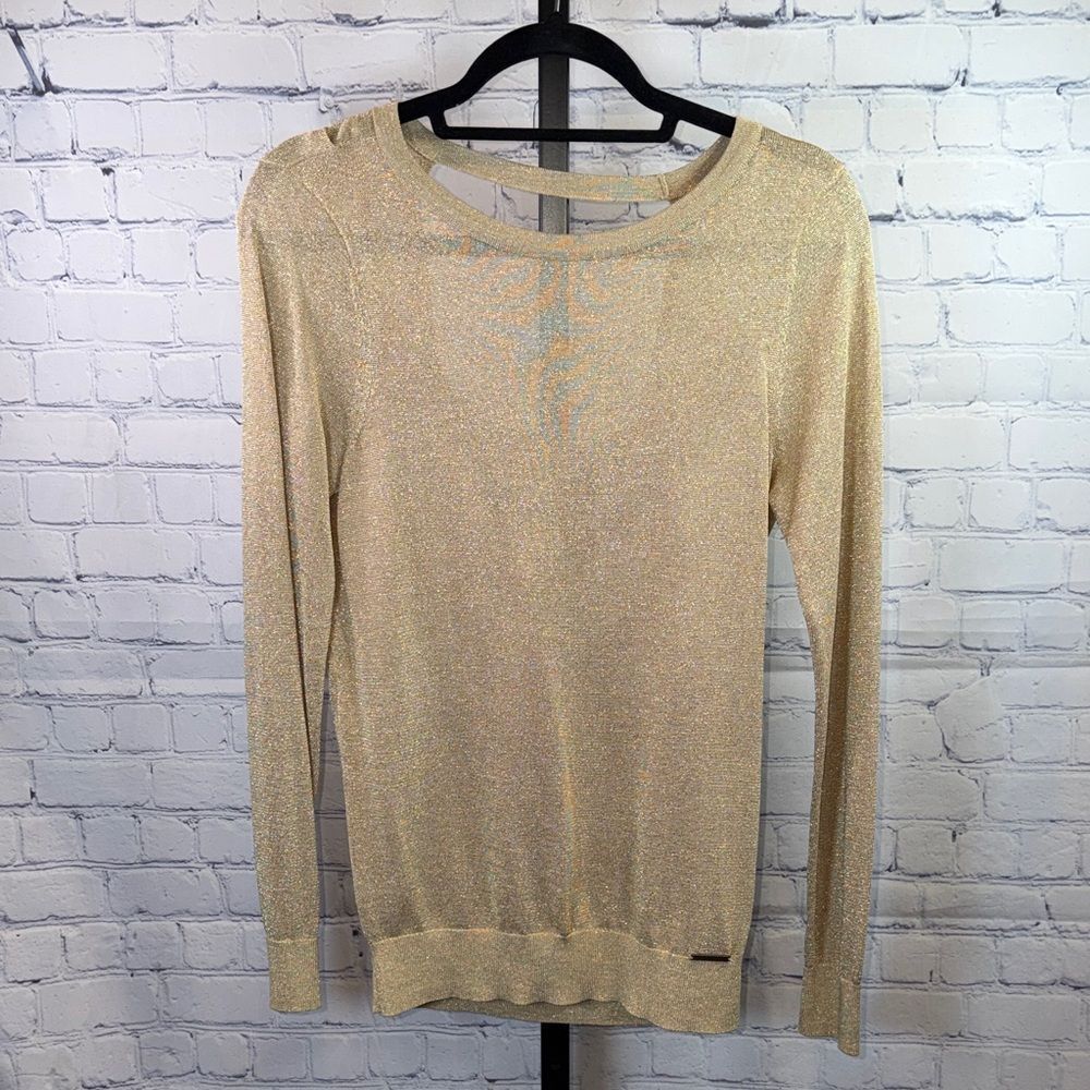 Michael Kors Shimmering Gold Cowl Neck Top